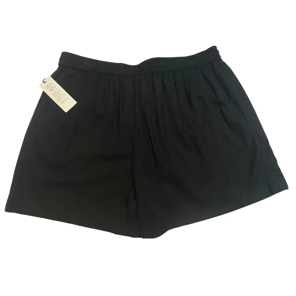 Treasure&Bond Comfort Pull On Linen Blend Drawstring Short‎ Black Size Large NEW